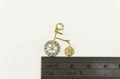 14K Yellow Gold Two Tone Articulated Penny Farthing Charm/Pendant