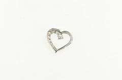 10K White Gold Heart Graduated CZ Love Symbol Valentine Charm/Pendant