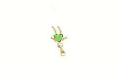 14K Yellow Gold Sim. Emerald CZ May Birthstone Baby Charm/Pendant