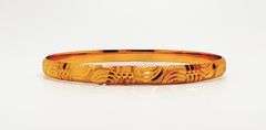 2 MATCHING 22KT SOLID YELLOW GOLD DIAMOND CUT BANGLE BRACELET- SET OF 2X!