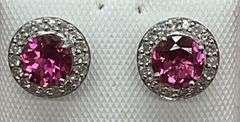 14K WHITE GOLD TOURMALINE AND DIAMOND STUD EARRINGS