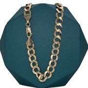 8MM 14K SOLID GOLD FLAT CUBAN LINK CHAIN WITH DIAMOND CUT DESIGN