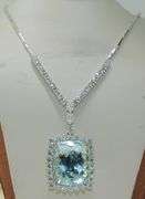 Fancy 18kt Aquamarine & Gold Diamond Necklace