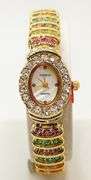Ladies Geneva & Gemstone Watch, 18kt Yellow Gold Plated