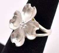 Vintage Dogwood Flower Ring In Sterling Silver