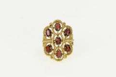 14K Yellow Gold Oval Garnet Filigree Statement Cocktail Ring