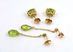 Two Differing Styles of Peridot Earrings