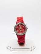 Fancy Pink Geneva Watch w/ Cross Graphic and Gemstones