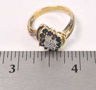Vermeil Blue Sapphire and Diamond Ring In Sterling Silver