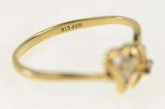 10K Yellow Gold Diamond Garnet Heart Vintage Love Romantic Ring