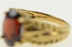 10K Yellow Gold Ornate Oval Garnet Woven Braid Statement Ring