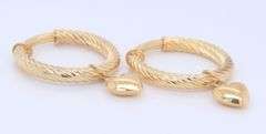 Yellow gold Hoop Earrings with Heart Shaped Charm
