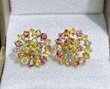 GORGEOUS 14KT SOLID YELLOW GOLD EARRINGS WITH NATURAL SAPPHIRES!