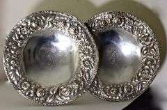 Stunning Pair of Stieff Hand-Chased Stemmed Candy Dishes