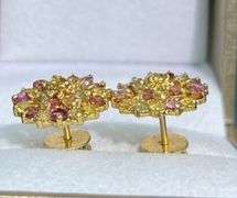 GORGEOUS 14KT SOLID YELLOW GOLD EARRINGS WITH NATURAL SAPPHIRES!