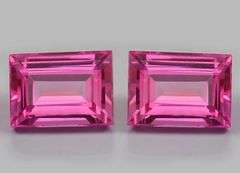 MATCHING PAIR OF 2x HUGE 20.0 CTW NATURAL PINK SAPPHIRE EMERALD CUT LOOSE GEMSTONES- 20.00 CARATS TOTAL!