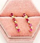 14KT SOLID YELLOW GOLD, RUBY, & DIAMOND EARRINGS