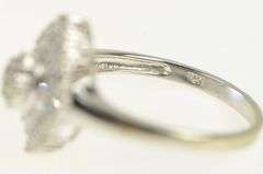 10K White Gold Baguette Diamond Halo Engagement Promise Ring