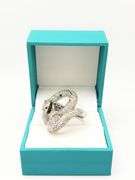 14KT SOLID WHITE GOLD & DIAMOND SNAKE RING