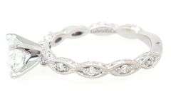 Gabriel & Co. 1.14ctw Round Diamond Twisted Milgrain Shank Straight Engagement Ring in 14K
