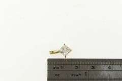 14K Yellow Gold Princess Solitaire Cubic Zirconia Vintage Pendant