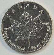 Gem BU 1998 Canada Pure .9995 $5 Platinum Maple Leaf