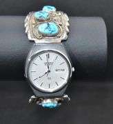 Authentic Les Baker Navajo AZ Turquoise SS Watch