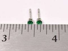 Green Gemstone Stud Earrings In Sterling Silver
