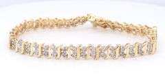 Gorgeous Yellow Gold 0.50ctw Diamond S Link Tennis Bracelet