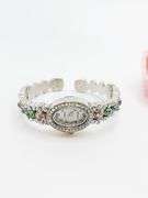 Ladies Geneva & Gemstone Watch, 18kt White GP Cuff