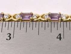 Vermeil Purple Amethyst Gemstone X Link Bracelet In Sterling Silver