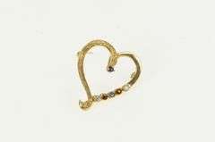 14K Yellow Gold 1960's Birthstone Heart Love Sapphire CZ Pin/Brooch