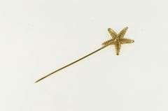 14K Yellow Gold 3D Sea Star Fish Ocean Motif Beach Stick Pin