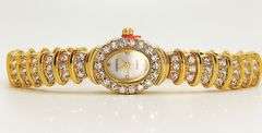 Ladies Geneva & Gemstone Watch, 18kt Yellow Gold Plated