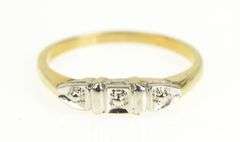 14K Yellow Gold 1950's Classic Two Tone Wedding Band Ring