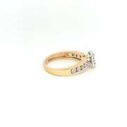 10K Yellow Gold Classic Diamond Halo Vintage Promise Ring