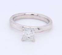 Brilliant White Gold 0.74ctw Princess Cut Diamond Engagement Ring