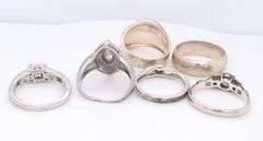 Group Lot of Vintage 925 Sterling Silver Cubic Zirconia Rings