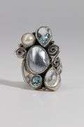 Sterling Silver Natural Gemstone Cocktail Ring Size 9 Natural Blue Topaz