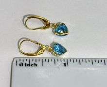 Natural Blue Topaz Earrings in 14kt Solid Yellow Gold
