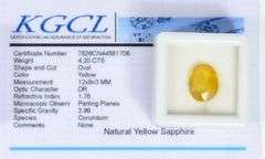 CERTIFIED 4.20 CARAT OVAL CUT NATURAL YELLOW SAPPHIRE