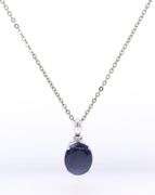 Fantastic White Gold Oval Blue Sapphire Pendant on Chain Necklace
