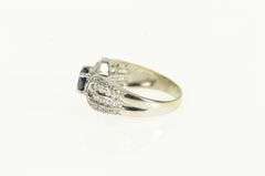 14K White Gold Oval Syn. Sapphire CZ Encrusted Statement Ring