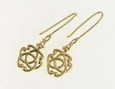 14K Yellow Gold Celtic Trinity Knot Vintage Dangle Earrings