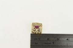 10K Yellow Gold Ruby Floral Filigree Slide Bracelet Charm/Pendant