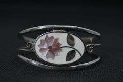 Beautiful Silver Mother Of Pearl Bangle Bracelet