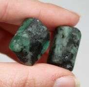 Natural 75ct raw Emerald in matrix pair