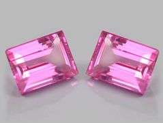 MATCHING PAIR OF 2x HUGE 20.0 CTW NATURAL PINK SAPPHIRE EMERALD CUT LOOSE GEMSTONES- 20.00 CARATS TOTAL!