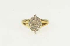 10K Yellow Gold Squared Vintage Diamond Cluster Statement Ring