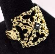 Vermeil Black Onyx Square Ring In Sterling Silver